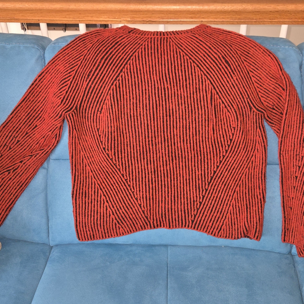 SHEIN Red and Black Ribbed Women's Sweater